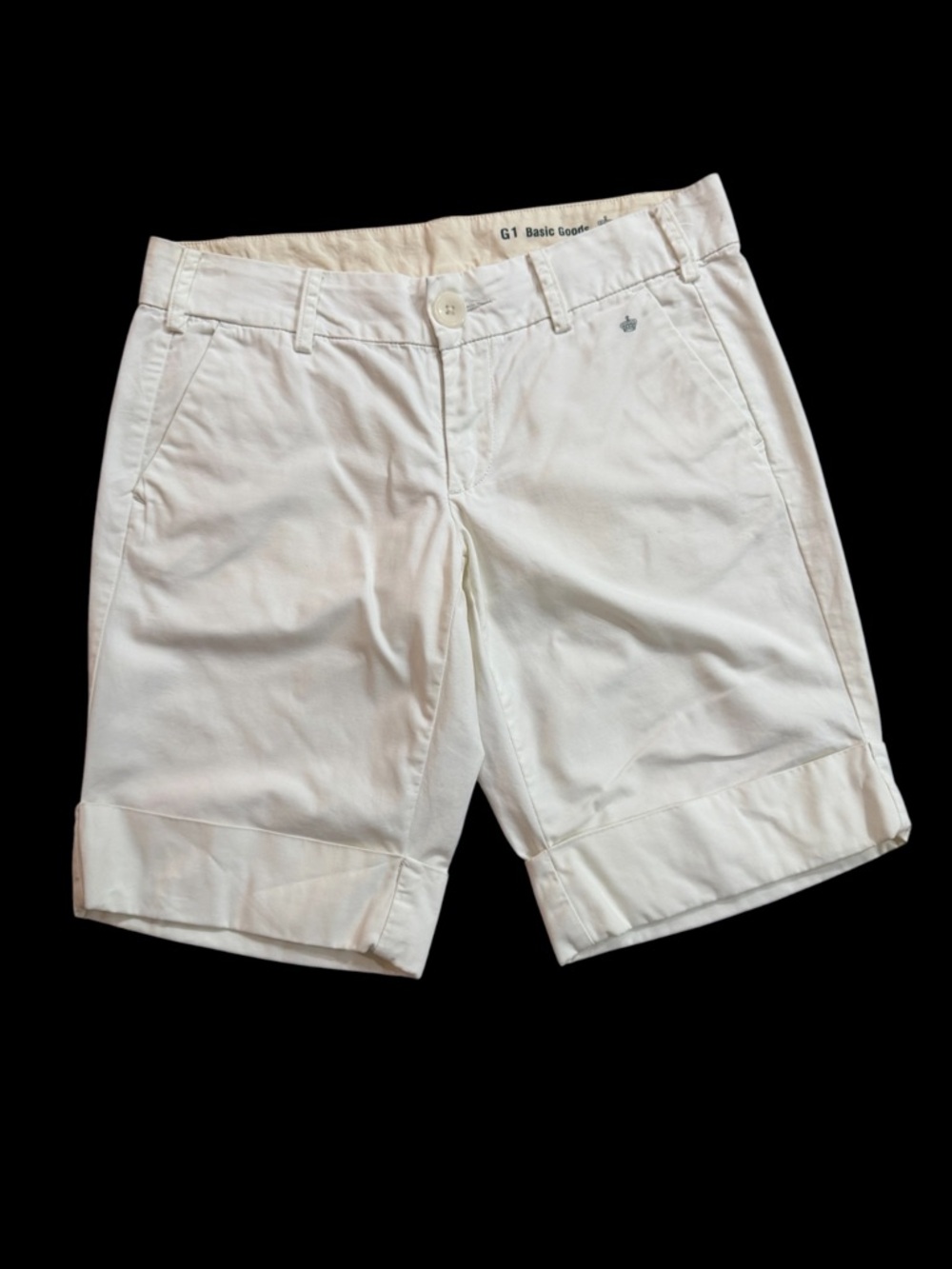 G1 Basic Goods Ivory Cuffed Hem Bermuda Shorts